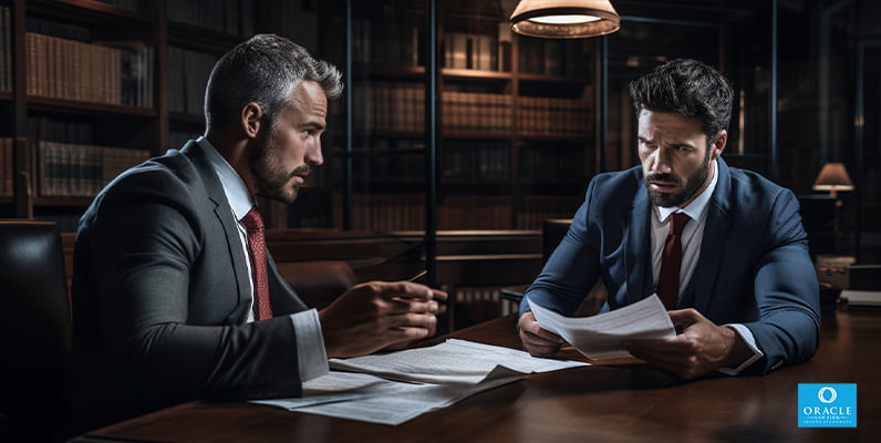 A truck accident lawyer discussing a case with a client