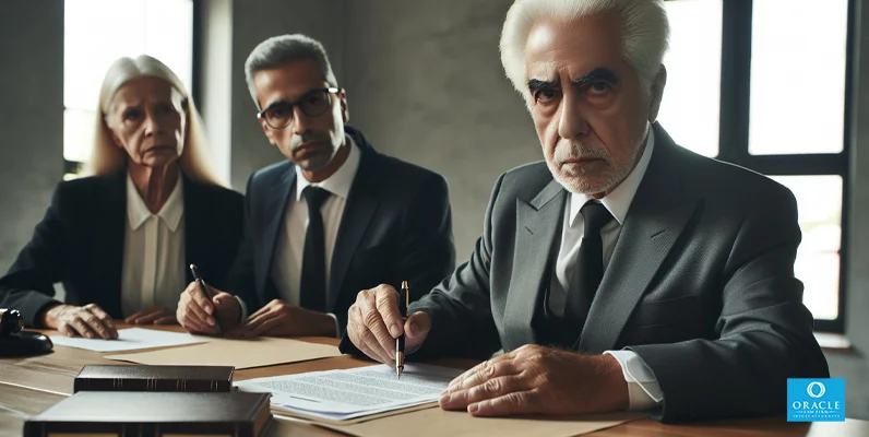 Abogado de abuso de ancianos negociando con representantes de hogares de ancianos