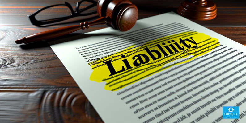 A photo of a legal document with the words 'Liability' highlighted