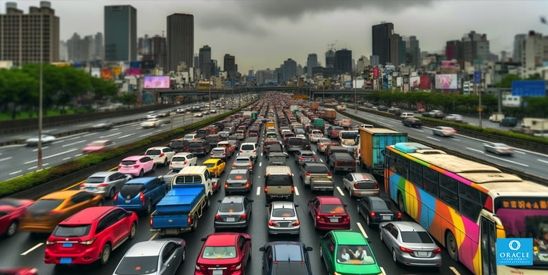 Congestión del tráfico en horas punta