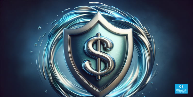 Un signo de dólar con un escudo, que simboliza los costos del seguro.