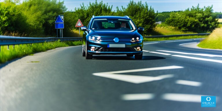 A car driving on a road