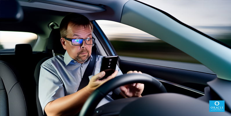 Driver using a phone while driving