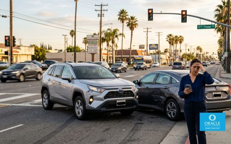 Una víctima de accidente automovilístico en Santa Ana está considerando si contratar un abogado.