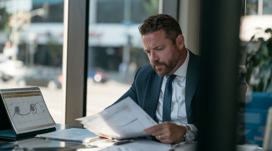 How Long Do You Have to File a Car Accident Claim in California? 1 Attorney reviewing a car accident case and legal deadline calendar in a California law office