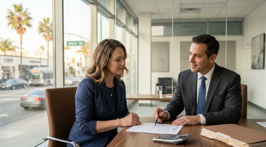 Santa Ana attorney explaining contingency fees during a car accident consultation