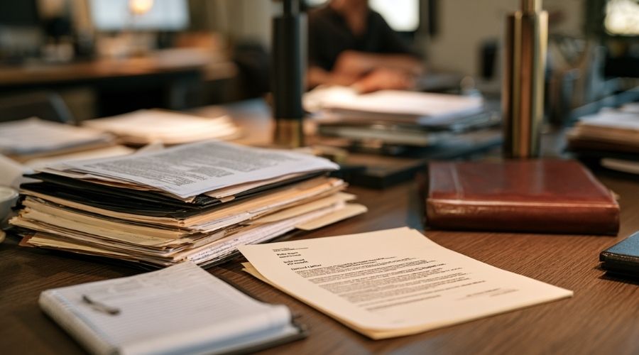 Do I Really Need a Personal Injury Lawyer in Orange County? 2 A close-up of an attorney's desk with an organized case
file — police report, medical records, and a demand letter
draft — alongside a legal notepad. No faces visible, warm
office lighting. Represents the comprehensive case
management an attorney provides.