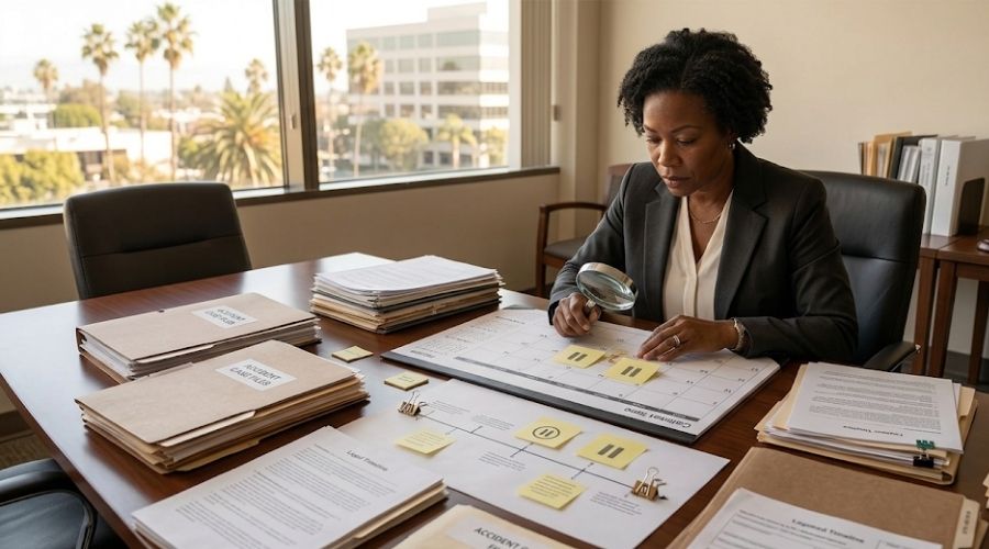 How Long Do You Have to File a Car Accident Claim in California? 2 Attorney reviewing a legal timeline showing a paused car accident filing deadline
