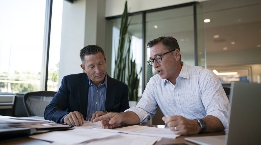 Injured worker consulting an attorney about a workplace fall claim