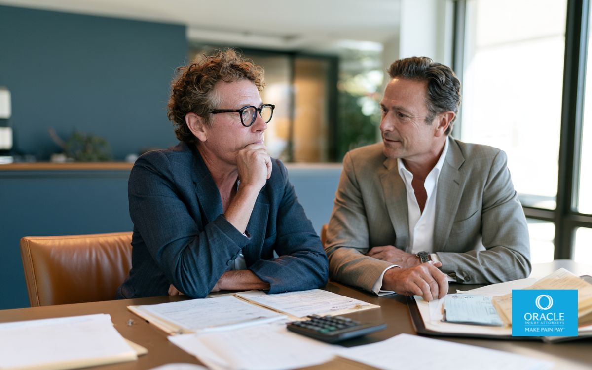 Injured California worker reviewing workers' comp settlement options with an attorney