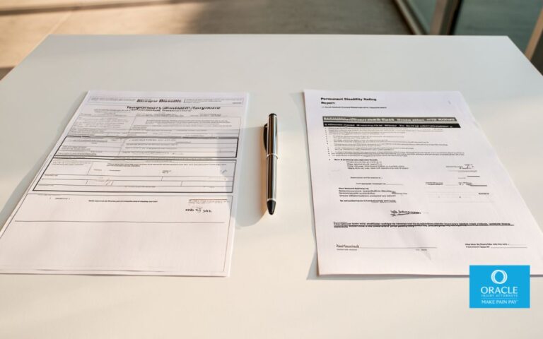 temporary vs permanent disability California — two workers comp benefit documents side by side on a desk
