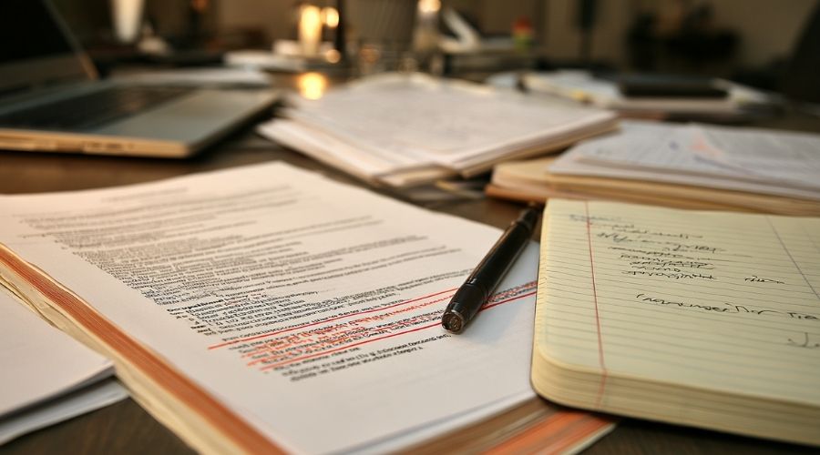 Repetitive Stress and Cumulative Trauma Claims at Work 3 A close-up of a treating physician's report on a desk,
specific job duties listed in the "occupational history"
section with key phrases highlighted, a legal notepad
beside it with causation notes. No faces, warm desk
lighting. Represents the medical documentation quality
that distinguishes successful CT claims from disputed ones.