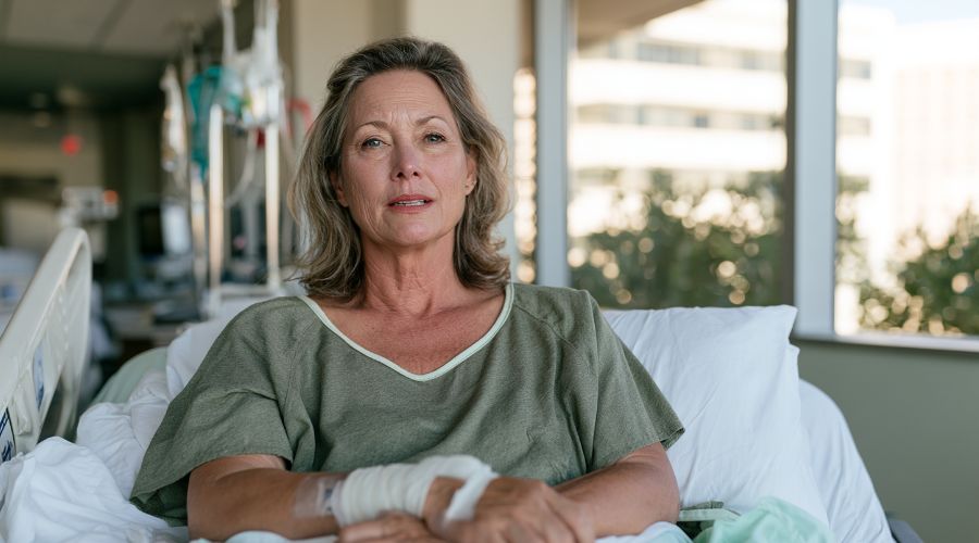 Adult recovering in a hospital after a drunk driving accident